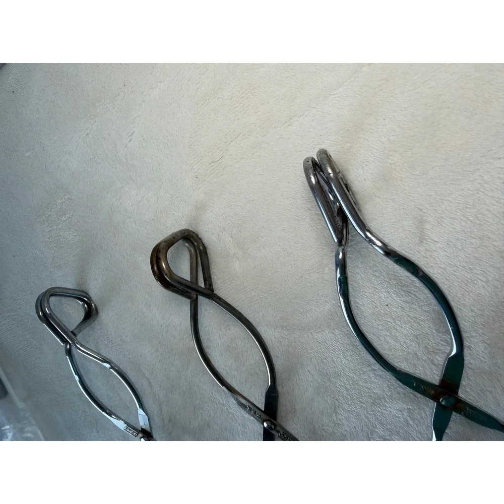 Vintage EKCO USA Tongs Set of 3 Chrome Steel Scissor Style